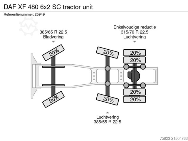 Standard-SZM DAF XF 480 6x2 SC tractos unit