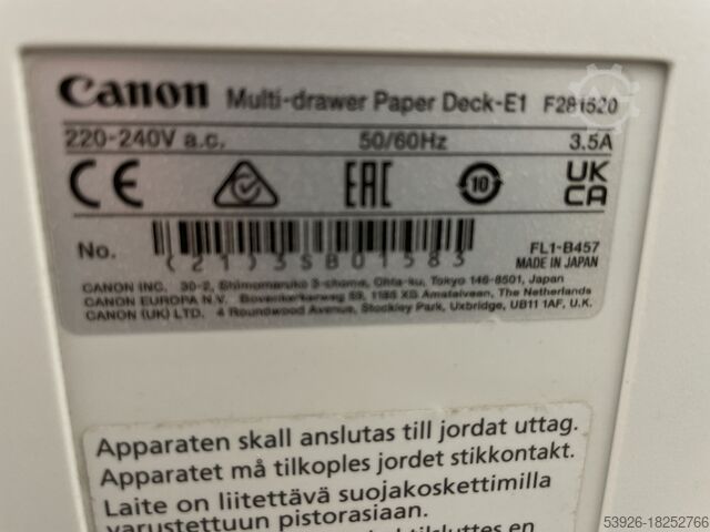 Digitális nyomdagép Canon imagePRESS V1000 incl. Bookletfinisher, Paperdeck, Prisma