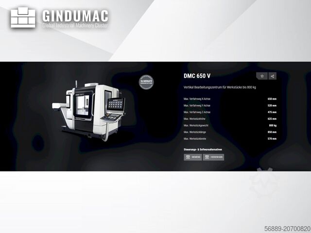 Vertikala Fleroperationsmaskiner DMG MORI DMC 650 V