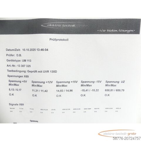 Heidenhain Komponente Heidenhain UM 113 ID 325 002-03 SN13307325 generalüberholt mit 3 Mon. Gewährl.