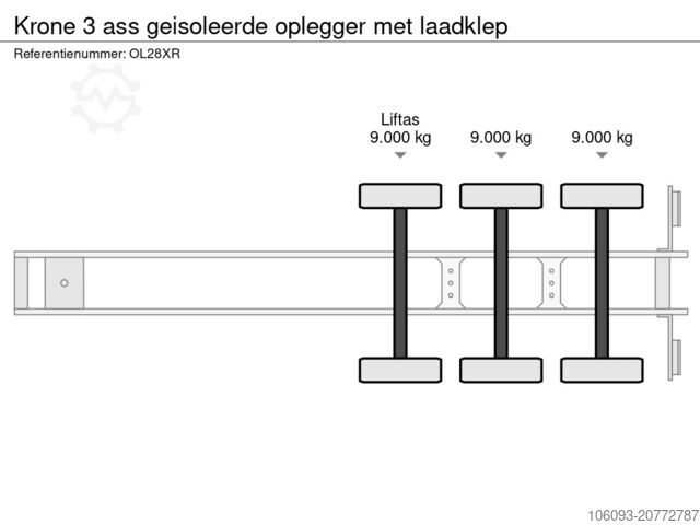 Mala Krone 3 ass geisoleerde oplegger met laadklep