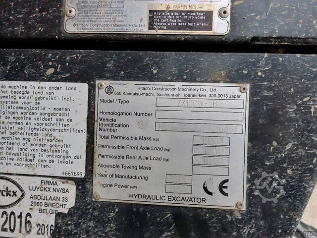 Mobiele graafmachine Hitachi ZX170W-5 B