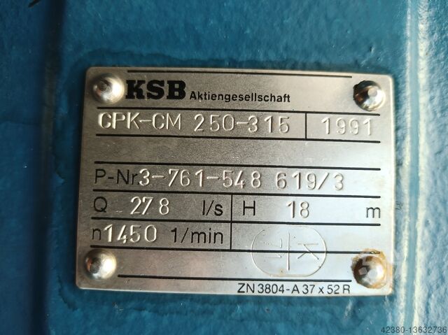 Bomba centrífuga de acero inoxidable Bomba de acero inoxidable KSB CPK-CM 250-315 / CPKN-C1 250-315