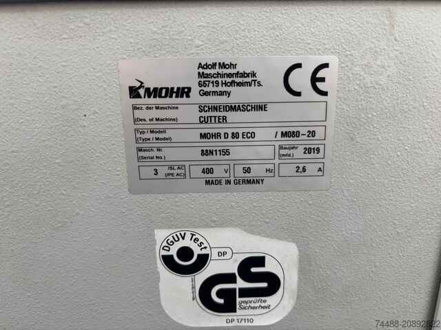 Paper cutting machine MOHR D80