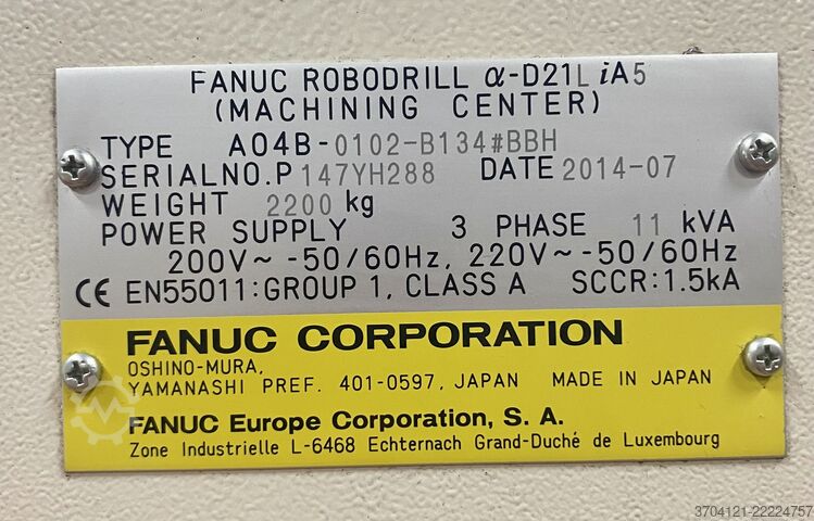 κατακόρυφο κέντρο κατεργασίας FANUC ROBODRILL D21LIB5 + DDR-T