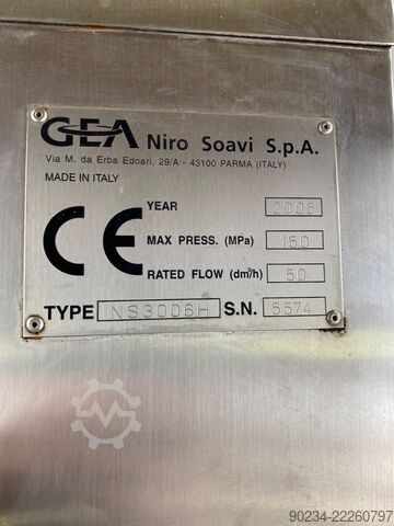 Brugt stempelhomogenisator Gea Niro Soavi NS3006H 50 L/t 1500 Bar GEA NIRO NS3006H
