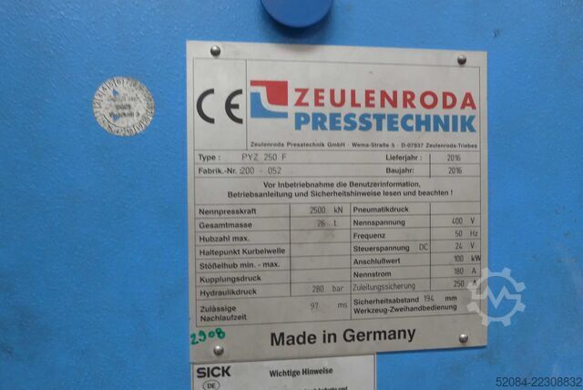 Pressa a doppio montante ZEULENRODAER ZEULENRODAER PRESSTECHNIK PYZ 250 F