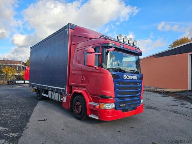 Samochód ciężarowy z plandeką typu platforma SCANIA G410 Volumen, Edscha, Hubdach+Tandemhänger
