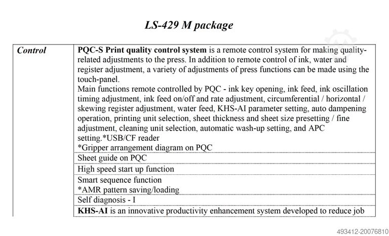 Ofset štamparska mašina Komori KOMORI LITHRONE LS 429 M