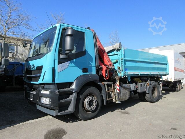 Tre-sidet tipbil iveco Stralis 310 3-S-Kipper Fassi-Kran Funk