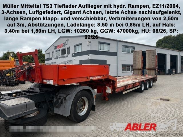 Semirimorchio ribassato MÜLLER-MITTELTAL TS3 hydr Rampen GIGANT LUFT