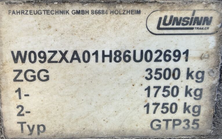 Anhänger mit offener Pritsche  2- Achs Unsinn GTP35 Tandem
