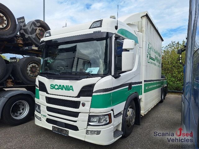 Chassi de caminhão Scania P 320 B4x2LB - Glasaufbau!!! mit HIAB 138 ES-3 Kra