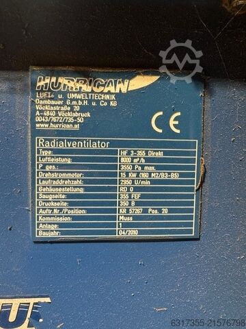 Sabit toz emme sistemi Hurrican HF 3-355 Direkt