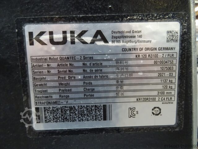 2x KUKA KR 120 R3100-2 (Quantec-2) | KUKA KR 120 R3100-2 / FLR