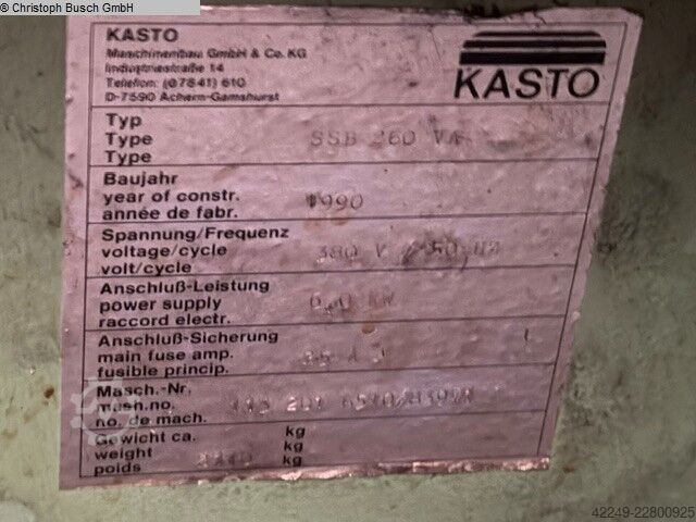 Automatisk båndsave - horisontal KASTO SSB 260