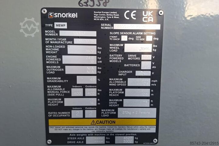 Telescopisch platform Snorkel 460SJ Valid Inspection, *Guarantee! CE, Diesel, 4x