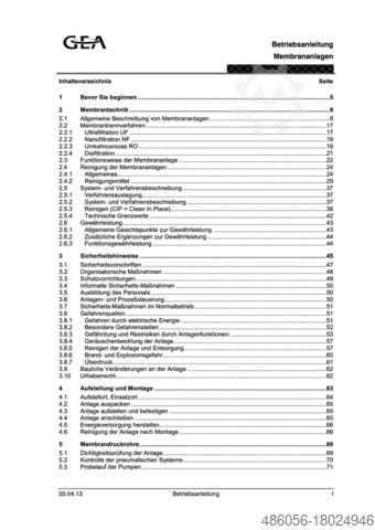 Modulaire membraanfiltratie-eenheid GEA Membrane Skid up to 6.25 m³/h
