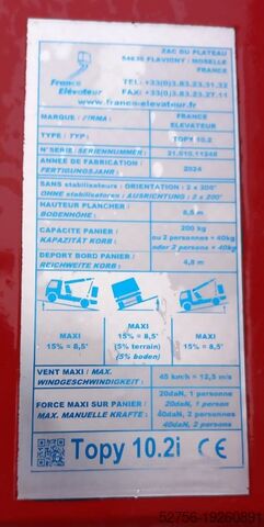 Op vrachtwagen gemonteerd platform France Elevateur Topy 10.2