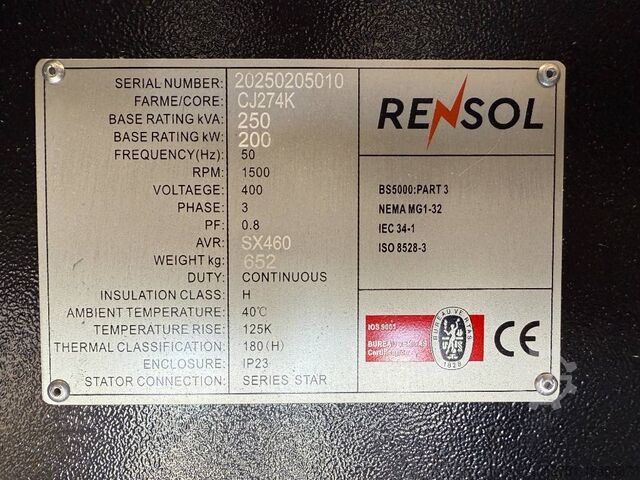 Aggregaat  DPX CJ274K - 250 kVA Alternator - DPX-33909