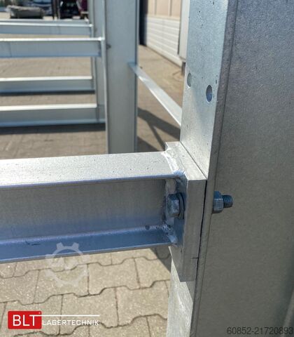 Konsolställ ca. 4,02 lfm. Kragarmregal  H: 350cm T: 137 cm , 500kg/Arm , 4 Lagerebenen