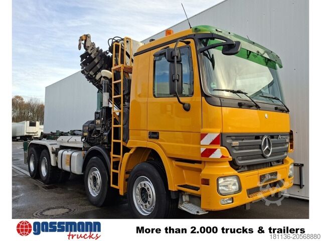 Hákový nosič kontejnerů Mercedes-Benz Actros 4146 K 8x4/4, Retarder, Kran Hiab XS 477