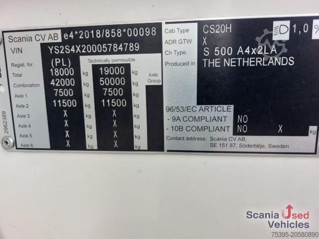 Tractor estándar Scania S 500 A4x2LA Highline 4-Balg Luftfederung LEDER