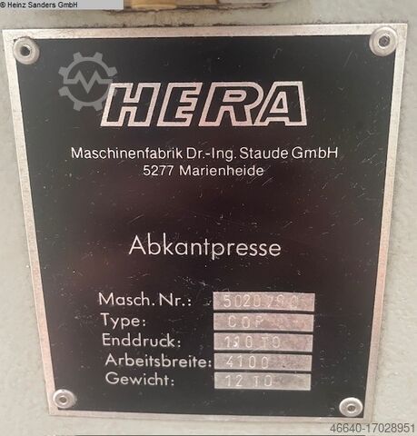 Plegadora - hidráulica HERA COP 110/4.100