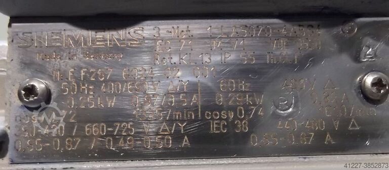 Motor electric 0,25 kW 1335 rot/min Siemens** 1MA3070I2BA24-Z