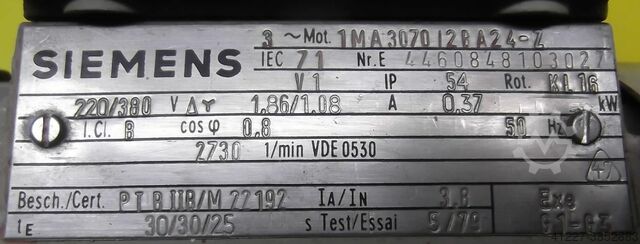 Elektromotor 0,37 kW 2730 Rpm Ex Siemens 1MA3070I2BA24-Z