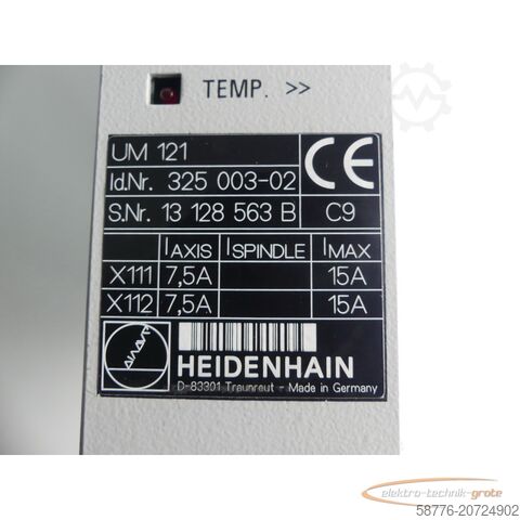 Component Heidenhain UM 121 . 325 003-02 SN: 131285638C9 generalü. mit 3 Mon. Gewähr.