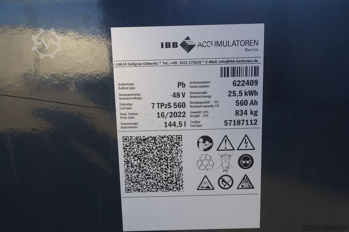 Forklift battery TCM FBL20 and FBL25 IBB STAPLERBATTERIE 48v 7PzS560 Akku Solarspeicher