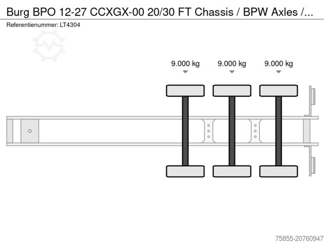 Containertransport Burg BPO 12-27 CCXGX-00 20/30 FT Chassis / BPW Axles...