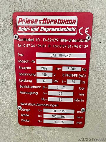 Drilling and Insertion Machine Priess & Horstmann BAT-III-CNC