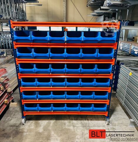 Schroefplank-pickplank Kommissionierwagen Regalwagen Rollwagen inkl. 36 x Sichtlagerkiste