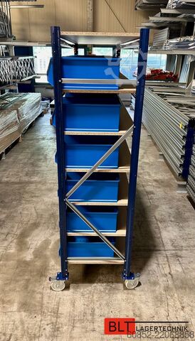 Schroefplank-pickplank Kommissionierwagen Regalwagen Rollwagen inkl. 36 x Sichtlagerkiste