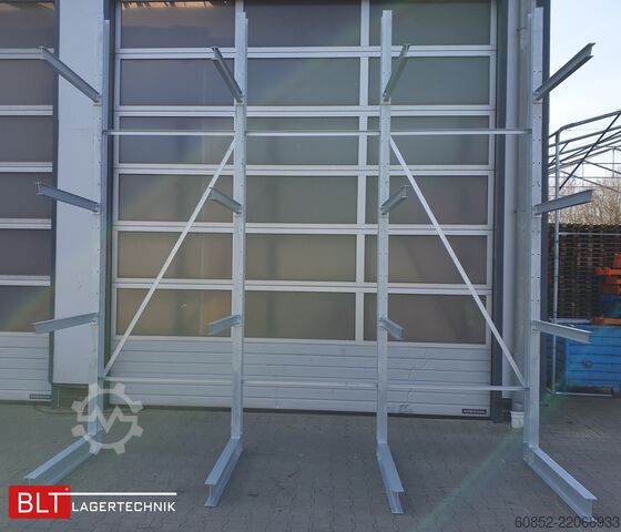 Draagarmrek ca. 4,02 lfm. Kragarmregal  H:400cm T: 137 cm , 500 kg/Arm , 4 Lagerebenen