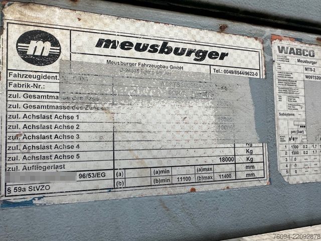 Dieplader oplegger MEUSBURGER MTS-2 Tieflader RADMULDEN