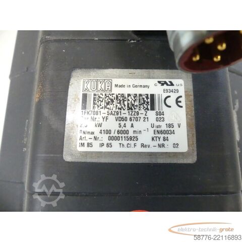 Jednostka sterująca KUKA 1FK7081-5AZ91-1ZZ9-Z S04 Servomotor SN: YFVD50670721023