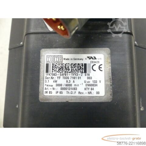 Jednostka sterująca KUKA 1FK7083-5AF81-1YY3-Z S16 Servomotor SN: YFT035716101003