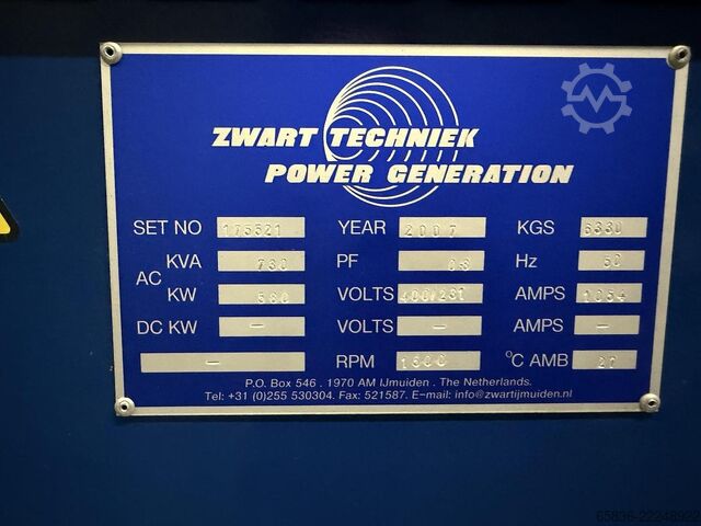 Generator de curent Perkins/Zwart Techniek 730 kVA Perkins/ Zwart techniek 730 Kva Power Generator