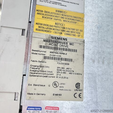 Electronics / Drive technology SIEMENS 6SE7022-7EP50-Z