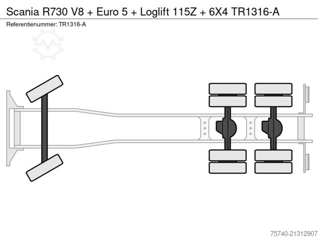 Platte bak Scania R730 V8 + Euro 5 + Loglift 115Z + 6X4