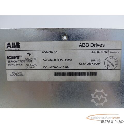 ABB component ABB 05GV20 f-E AXODYN Servoantrieb SN:GN6100673/004 - generalüberholt! -
