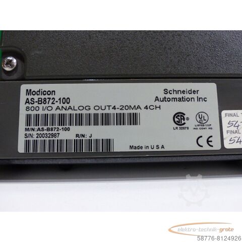 Στοιχείο AEG / Schneider Modicon AS-B872-100 800 I/O SN 20032987