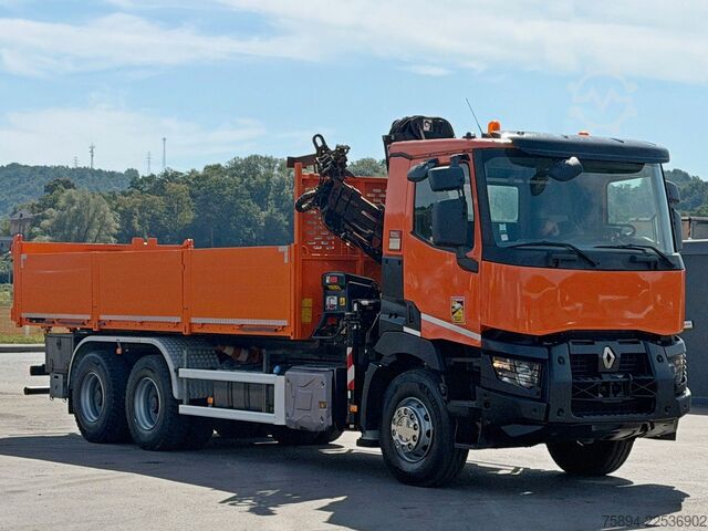 Grua montada em camião RENAULT C 430 *KIPPER 6,45m*HIAB 144 BS-3 HIDUO/FUNK*6x4