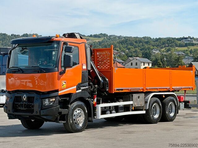 Grua montada em camião RENAULT C 430 *KIPPER 6,45m*HIAB 144 BS-3 HIDUO/FUNK*6x4