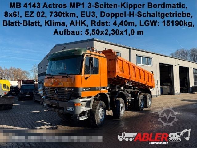Třístranný sklápěč MERCEDES-BENZ 4143 Actros MP1 3-Seiten-Kipper Bordmatic 8x6