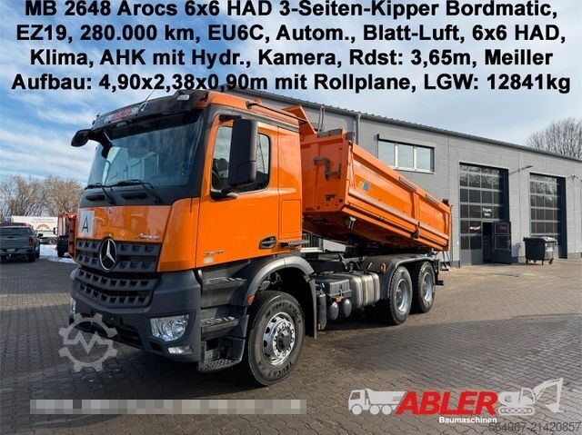 Trostrani kiperski kamion MERCEDES-BENZ 2648 Actros 6x6 HAD 3-S. Kipper Bordmatic