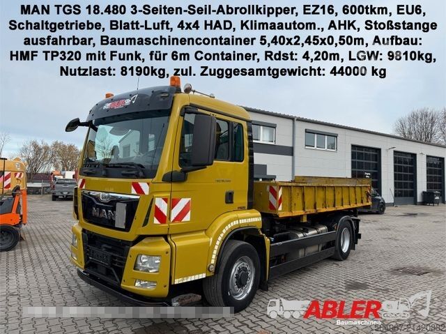 Hakowiec MAN TGS 18.480 3-Seiten-Seil-Abrollkipper 4x4